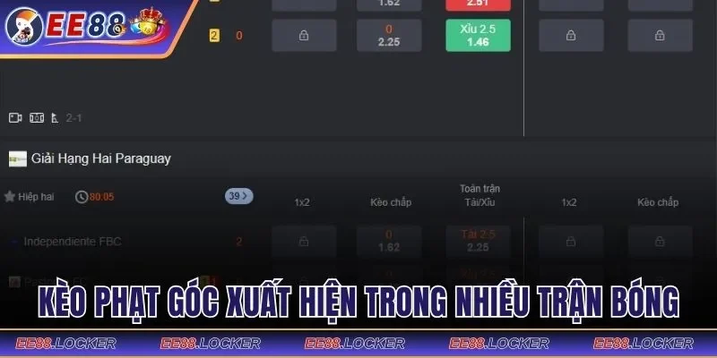 Kèo phạt góc xuất hiện trong nhiều trận bóng