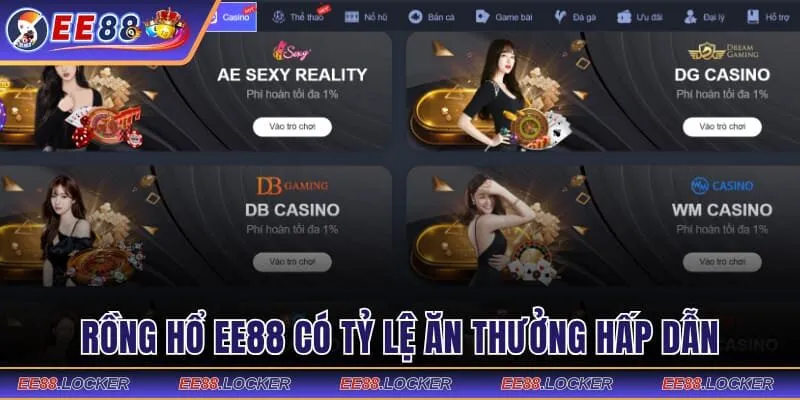 Rồng hổ EE88 có tỷ lệ ăn thưởng hấp dẫn